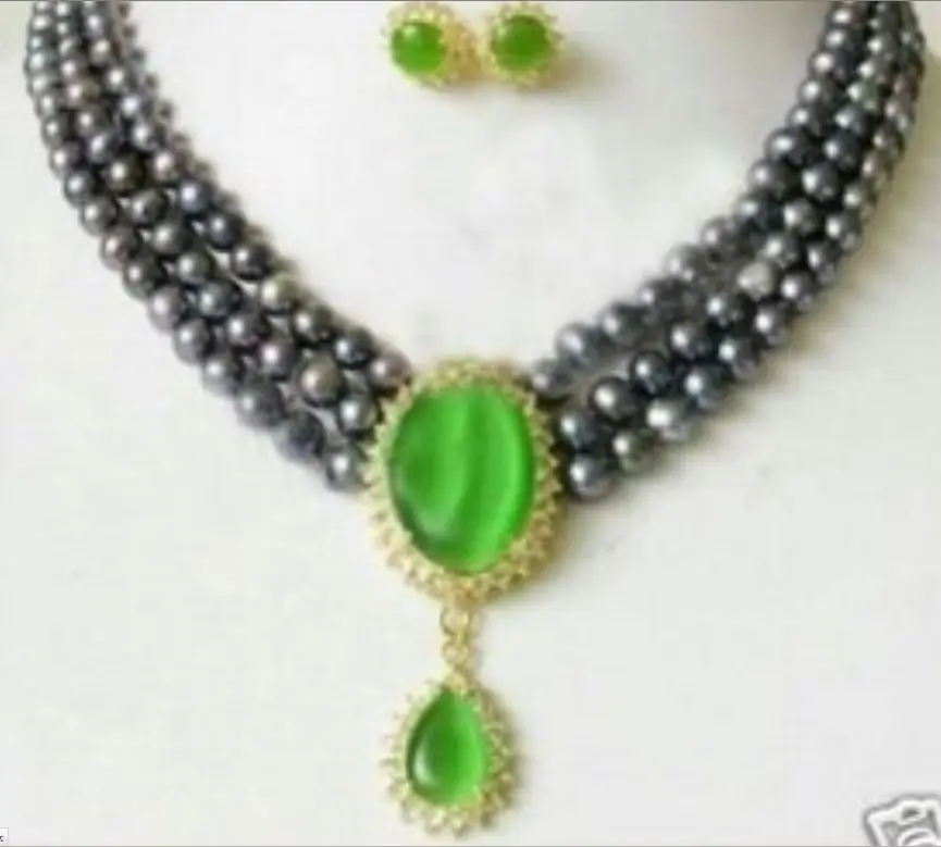 3Rows Black Akoya Pearl & Green Jade pendant Necklace A+08 ^^@^18K GP style Fine jewe Noble Natural jade FREE SHIPPING
3Rows Black Akoya Pearl & Green Jade pendant Necklace A+08 ^^@^18K GP style Fine jewe Noble Natural jade FREE SHIPPING