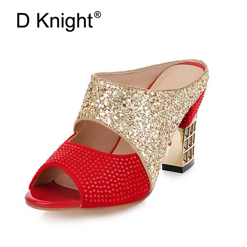 New Fashion Rhinestone Open Toe Slip-on High Heels Women Slippers Big Size 34-43 Ladies Casual Color Block Sequined Cloth Slides
New Fashion Rhinestone Open Toe Slip-on High Heels Women Slippers Big Size 34-43 Ladies Casual Color Block Sequined Cloth Slides