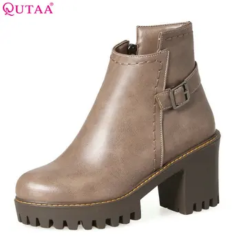 QUTAA 2018 Women Ankle Boots Fashion Short Plush Zippersquare High Heel Women Shoesspring and Autumn Ladies Boots Size 34-43
QUTAA 2018 Women Ankle Boots Fashion Short Plush Zippersquare High Heel Women Shoesspring and Autumn Ladies Boots Size 34-43