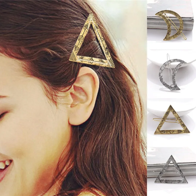 Vintage Women Girls Fashion Hairpins Hollow Triangle Moon Hair Clip Barrette Metal Hairpin Holder Wedding Party Hair Accessories
Vintage Women Girls Fashion Hairpins Hollow Triangle Moon Hair Clip Barrette Metal Hairpin Holder Wedding Party Hair Accessories
