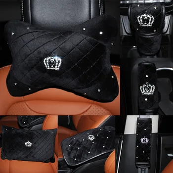 Winter Crown Crystal Car Seat Headrest Pillow Plush Auto Neck Waist Support Pillows Gear Hand Brake Case Seat Belt Cover Sets 
Winter Crown Crystal Car Seat Headrest Pillow Plush Auto Neck Waist Support Pillows Gear Hand Brake Case Seat Belt Cover Sets
