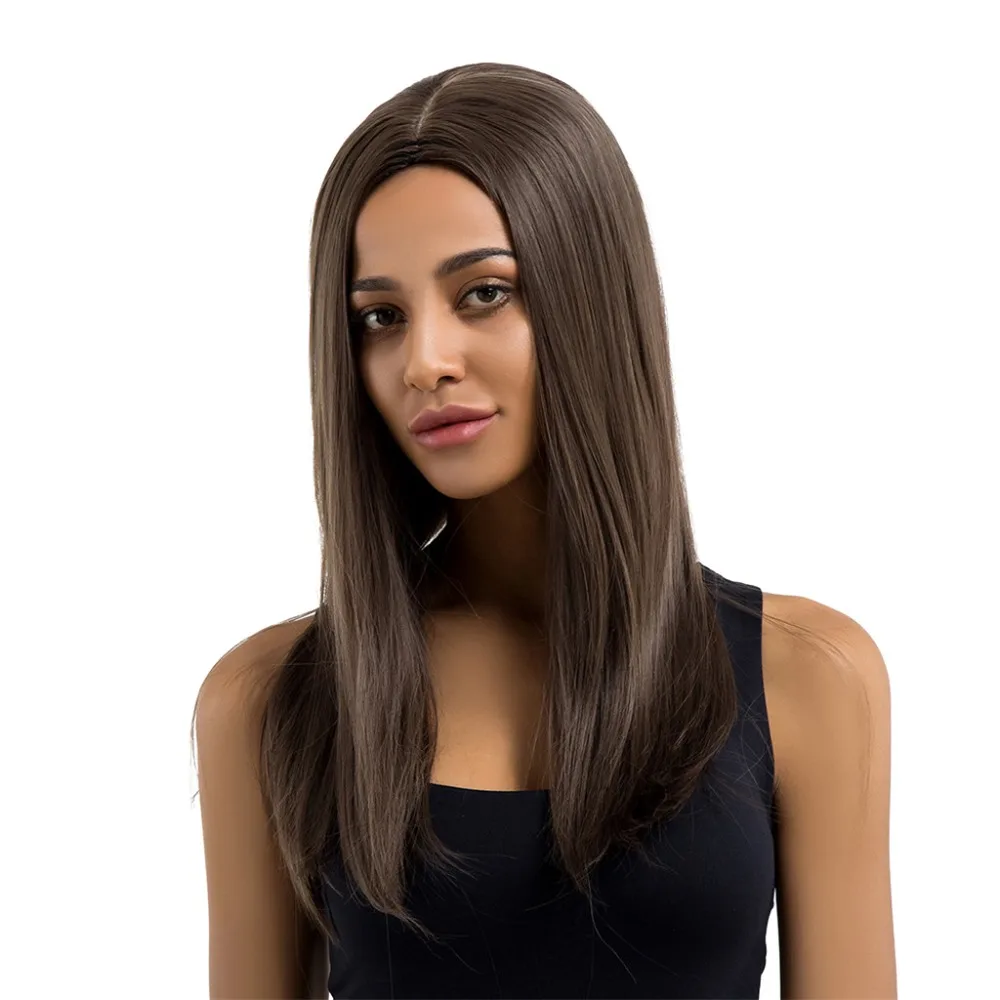 

Element Long Straight Synthetic Wigs 22 Inch Heat Resistant Middle Parting Full Capless Wig for Black Women Free Shipping