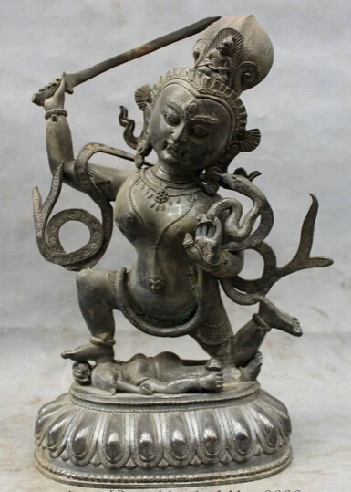 bir 00503312" Tibet 100% Pure Bronze Copper Buddhism Joss Snake Manjushri Buddha Statue