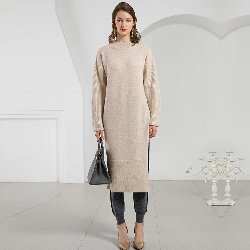 Women Winter Warm Knitted Dresses 100% Cashmere Dress Long Sleeve Turtleneck Loose Jumper Thick Fall Sweater Dresses For Women
Women Winter Warm Knitted Dresses 100% Cashmere Dress Long Sleeve Turtleneck Loose Jumper Thick Fall Sweater Dresses For Women