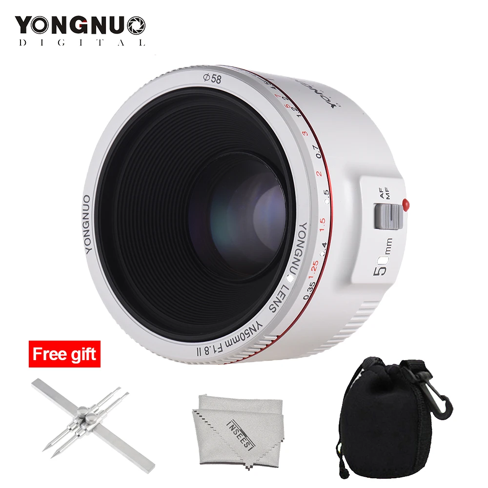 YONGNUO YN50mm F1.8 II Lens Standard Prime Lens Large Aperture Auto Focus Camera Lens for Canon EOS 70D 5D2 5D3 600D DSLR Camera
YONGNUO YN50mm F1.8 II Lens Standard Prime Lens Large Aperture Auto Focus Camera Lens for Canon EOS 70D 5D2 5D3 600D DSLR Camera
