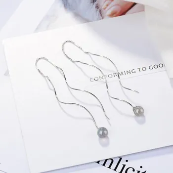 Personality New Fashion Female 925 Sterling Silver Jewelry Moonstone Wave Ear Line Sweet Temperament Dangle Earrings SE454
Personality New Fashion Female 925 Sterling Silver Jewelry Moonstone Wave Ear Line Sweet Temperament Dangle Earrings SE454