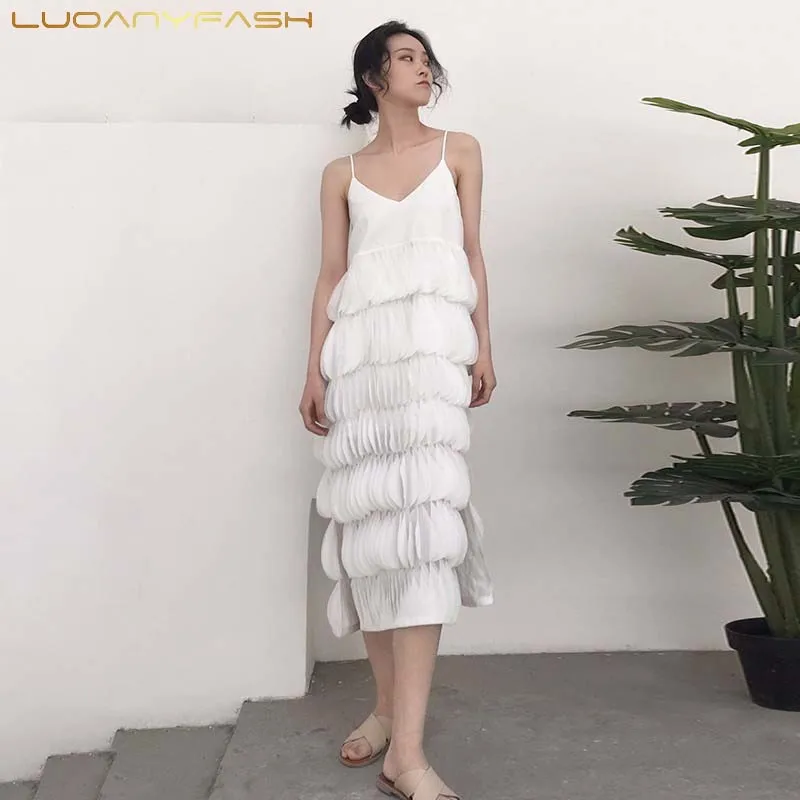 Luoanyfash 2018 Sexy Spaghetti Strap Dress Women Cascading Petals Side Split Summer V Neck Dress Female Clothes Vestidos
Luoanyfash 2018 Sexy Spaghetti Strap Dress Women Cascading Petals Side Split Summer V Neck Dress Female Clothes Vestidos