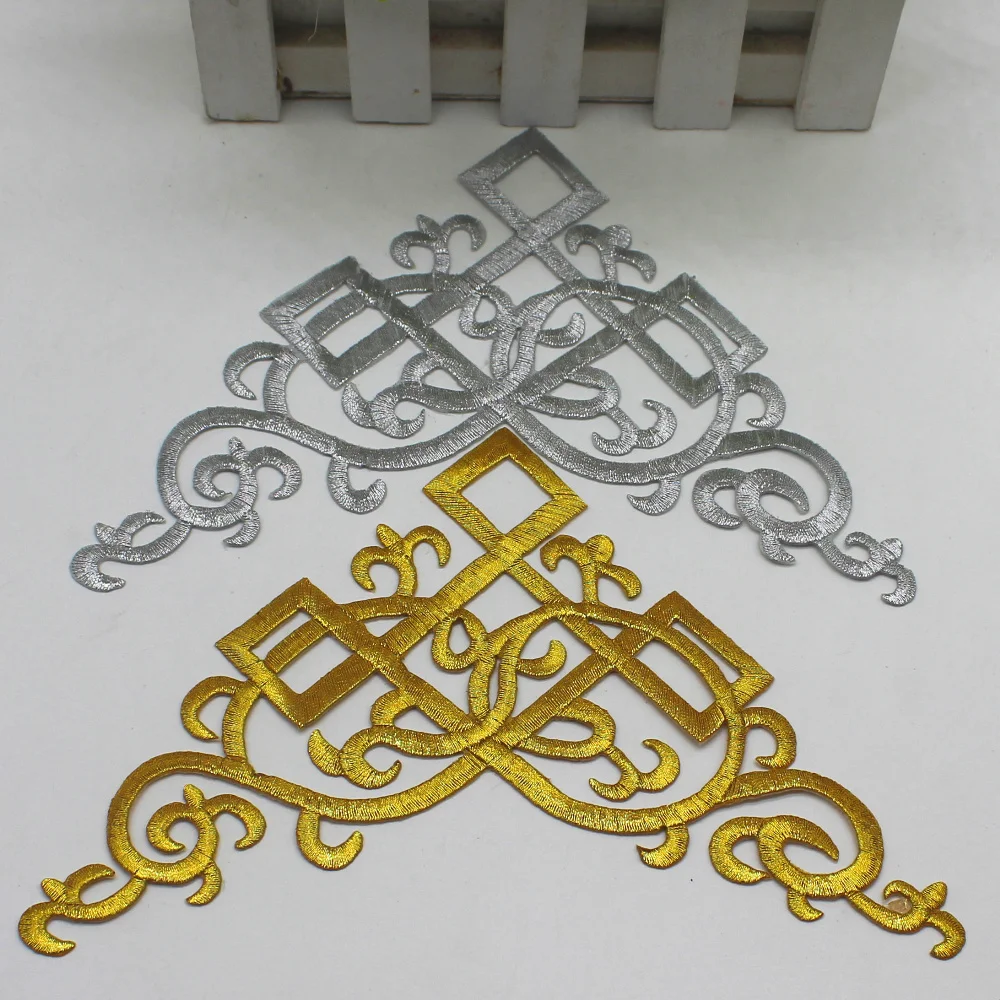 YACKALASI 10 Pairs/Lot Mirror Pair Gold Embroidered Patches iron on applique gold and silver 15.5*15.5cm
YACKALASI 10 Pairs/Lot Mirror Pair Gold Embroidered Patches iron on applique gold and silver 15.5*15.5cm