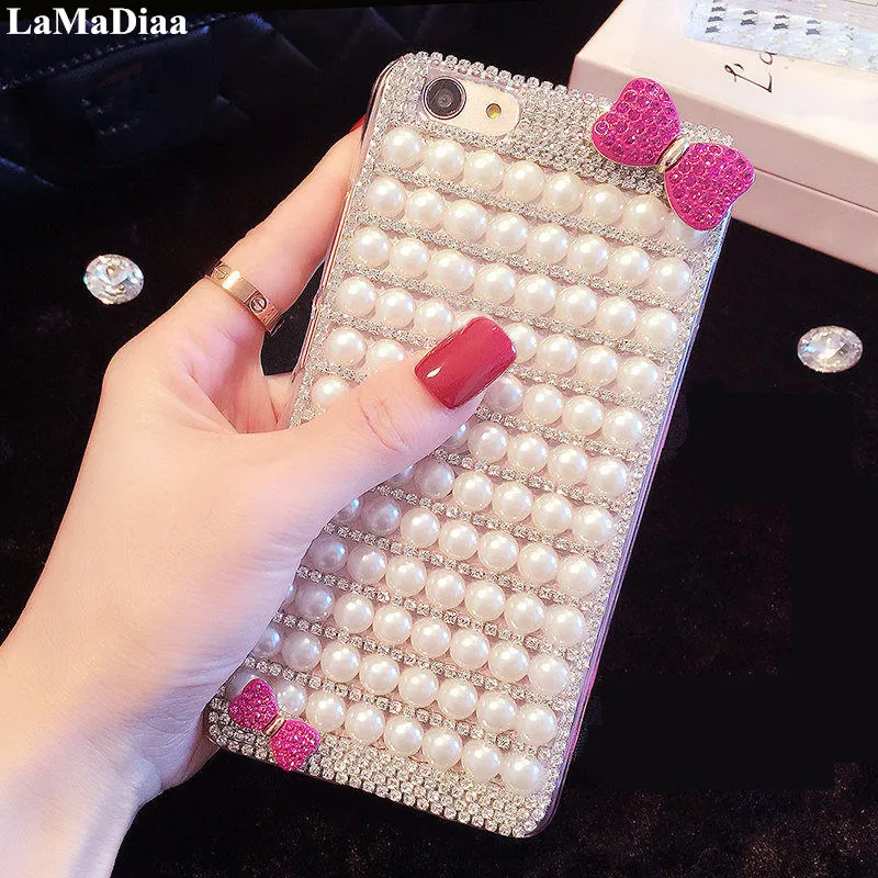 LaMaDiaa Case For HuaweiP8 P9 P10 P20 P30 P40 PLUS Lite Mate10 20 30 Pro Crystal Diamond Pearl Glitter Bow Soft Phone Cover | Мобильные