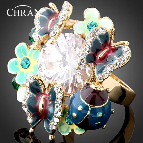Chran Gold Color Brilliant Big Blue Stone Crystal Enamel Butterfly Jewelry Party Rings Women Fashion Jewelry Accessories Gifts
Chran Gold Color Brilliant Big Blue Stone Crystal Enamel Butterfly Jewelry Party Rings Women Fashion Jewelry Accessories Gifts