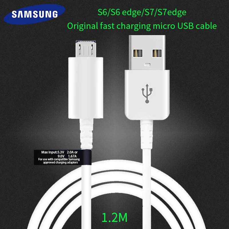 Samsung Galaxy S6 S7 Edge Original Micro USB Cable Fast Charger Car Charging Converter Connector 1.2M 2A Adapter Data Cabel
Samsung Galaxy S6 S7 Edge Original Micro USB Cable Fast Charger Car Charging Converter Connector 1.2M 2A Adapter Data Cabel