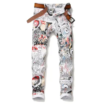 Autumn Men Flower Jeans Print Leaves Club Pencil Pants White Skinny Stretch Full Length Slim Male Casual Male Jeans Slim Fashion
Autumn Men Flower Jeans Print Leaves Club Pencil Pants White Skinny Stretch Full Length Slim Male Casual Male Jeans Slim Fashion