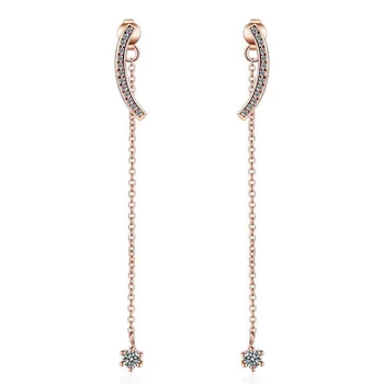 Fashion 925 Silver Rose Gold White Zircon Long Chain Tassel Stud Earrings For Women Lady Cocktail Party Earrings Jewelry ED399
Fashion 925 Silver Rose Gold White Zircon Long Chain Tassel Stud Earrings For Women Lady Cocktail Party Earrings Jewelry ED399