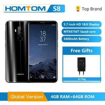 Original HOMTOM S8 Smartphone 4G 5.7" HD+ Screen 18:9 Ratio MTK6750T Octa Core 4GB 64GB 16.0MP+5.0MP Dual Rear 13.0MP Mobile pho 
Original HOMTOM S8 Smartphone 4G 5.7" HD+ Screen 18:9 Ratio MTK6750T Octa Core 4GB 64GB 16.0MP+5.0MP Dual Rear 13.0MP Mobile pho