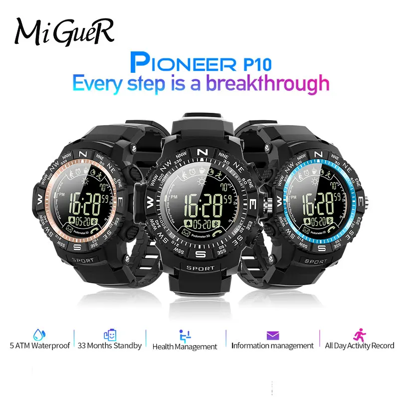 

New ioutdoor P10 Sport Smartwatch IP68 50m Waterproof Weather Monitoring 33-months Standby Pedometer Alarm For Android And ios