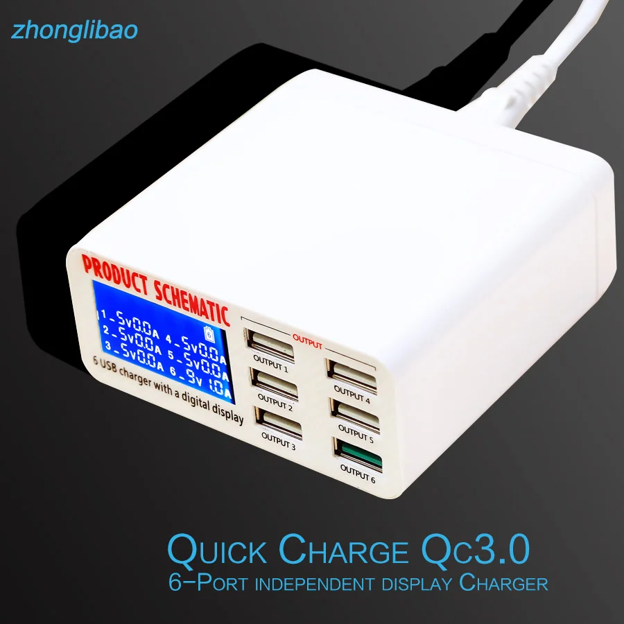 Fast Charging Power Adapter Socket Wall Charger Mobile Smart Phone Tablet Charger Quick Charge 3.0 USB Charger HUB lcd Display
Fast Charging Power Adapter Socket Wall Charger Mobile Smart Phone Tablet Charger Quick Charge 3.0 USB Charger HUB lcd Display