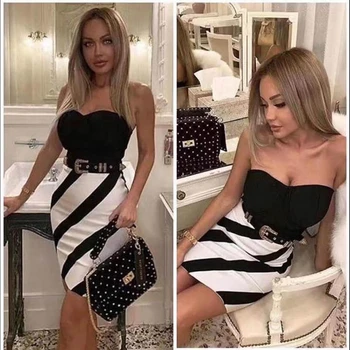 Newest Women Summer Sexy patchwork Strapless Bandage Dress 2019 Elegant Black Belt Matal Backless Clubwear Celebrity party
Newest Women Summer Sexy patchwork Strapless Bandage Dress 2019 Elegant Black Belt Matal Backless Clubwear Celebrity party