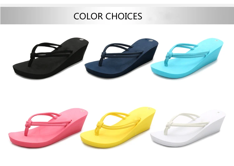 Pu Rubber Slip-on Casual Plain Fashion Sandals Shoes Beach Flat Wedge Flip Flops Lady Slippers Women 2018 summer style 7