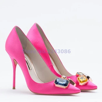 Silk Glittering Jewelry Pointed Toe Thin High Shoes White Black Emerald Green Red Slip-On Shallow Bridal Pumps
Silk Glittering Jewelry Pointed Toe Thin High Shoes White Black Emerald Green Red Slip-On Shallow Bridal Pumps