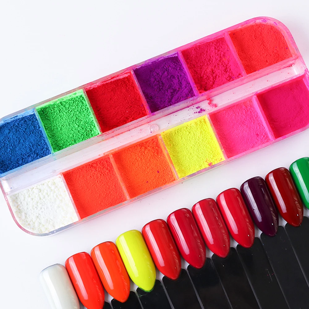 12 Colors Nail Glitter Powder Kit Rainbow Pure Color DIY Chrome Pigment Set Polish Dust For Manicure Decoration LAYE | Красота и
