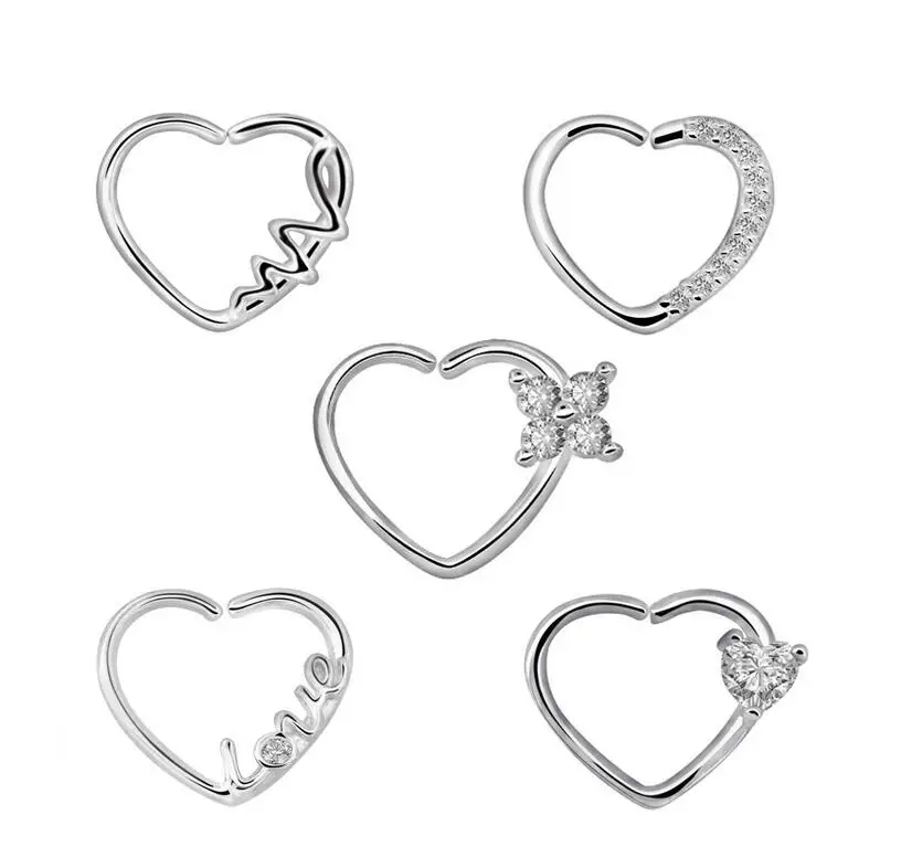2018 New Arrival 1PC CZ Hoop Nose Septum Ring Heart Rhinestone Piercing Tragus Cartilage Helix Earring Nose Studs Body Jewelry
2018 New Arrival 1PC CZ Hoop Nose Septum Ring Heart Rhinestone Piercing Tragus Cartilage Helix Earring Nose Studs Body Jewelry