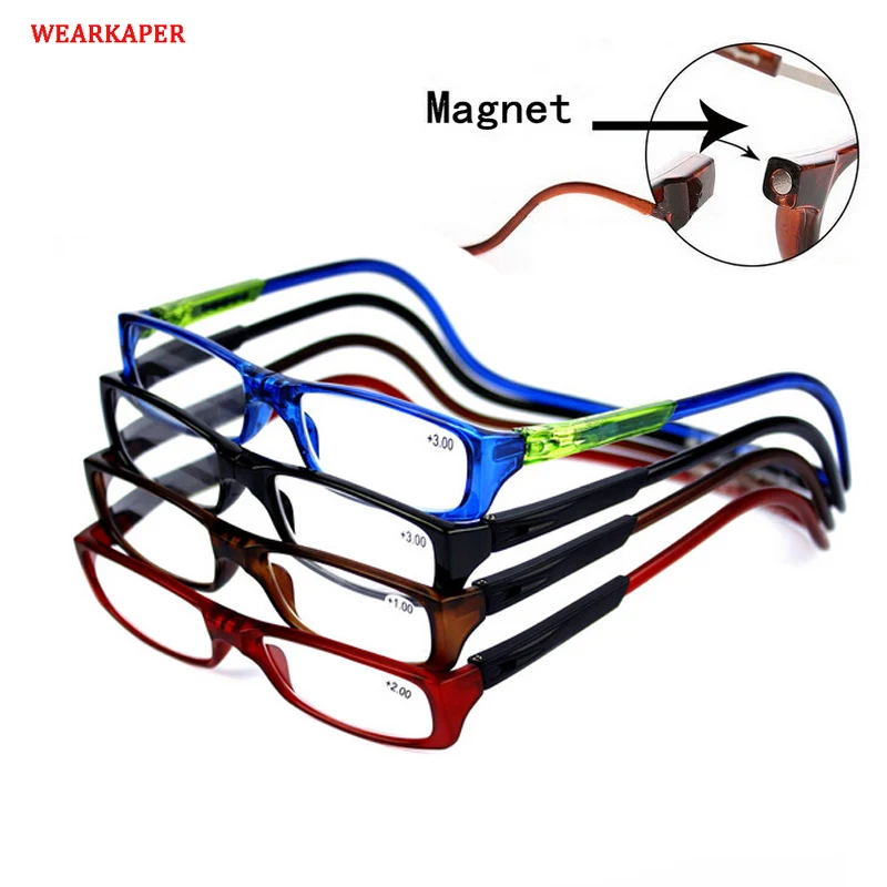 WEARKAPER Upgraded Unisex Magnet Reading Glasses Men Women Colorful Adjustable Hanging Neck Magnetic Front presbyopic glasses
WEARKAPER Upgraded Unisex Magnet Reading Glasses Men Women Colorful Adjustable Hanging Neck Magnetic Front presbyopic glasses