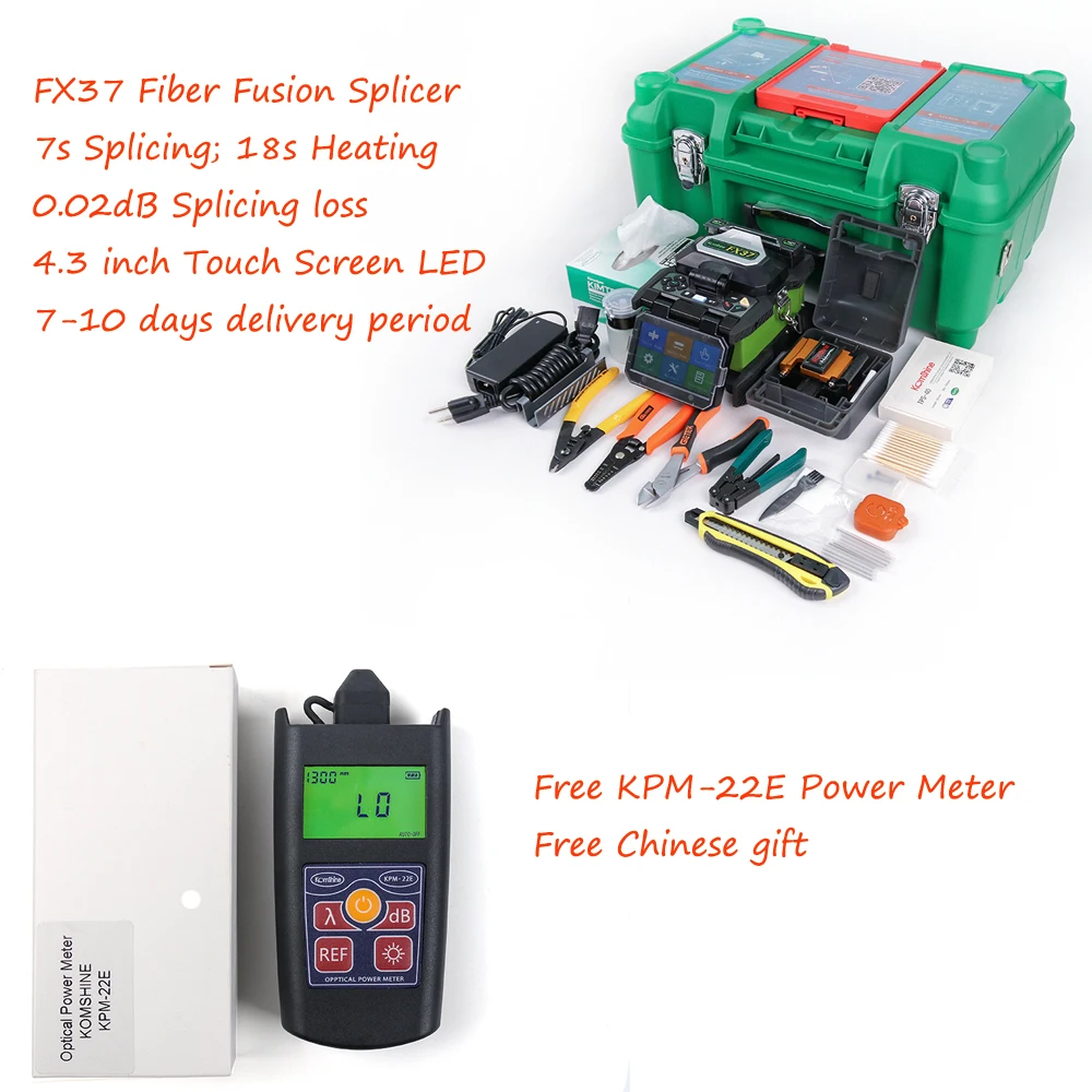 New Design Fusion Splicer Komshine FX37 with 0.02dB Splicing Loss comes with Free Power Meter
New Design Fusion Splicer Komshine FX37 with 0.02dB Splicing Loss comes with Free Power Meter