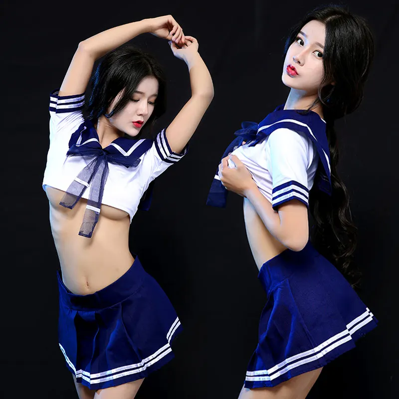 ropa interior femenina sexy erotica Sexy round neck tie waist skirt suit Cosplay School girl fantasy Student Suit skirt Lady
