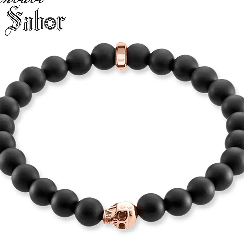 thomas Skull Skeleton Rose Gold Color Charm Bracelet Beads Fashion Accessories Jewelry Obsidian Bead Stretch Gift Men female
thomas Skull Skeleton Rose Gold Color Charm Bracelet Beads Fashion Accessories Jewelry Obsidian Bead Stretch Gift Men female