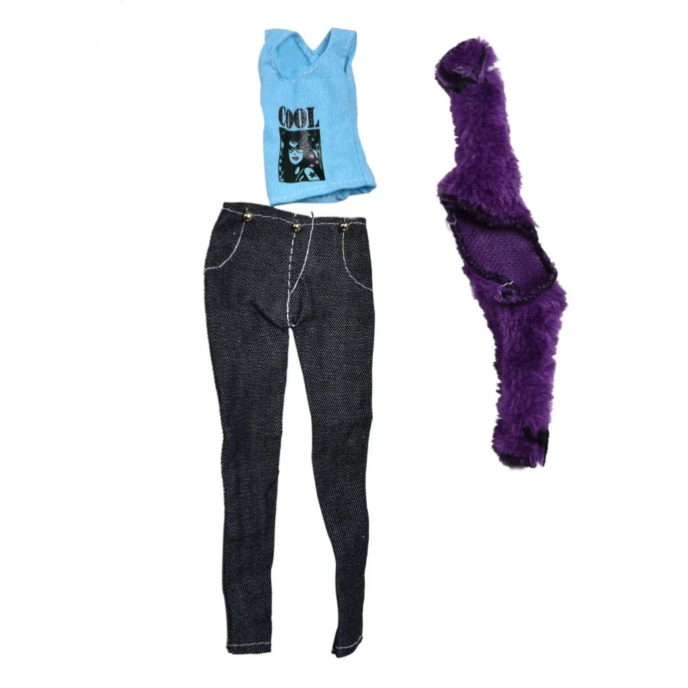 TOYZHIJIA fashion Black Pants Fur Purple Coat Suit for 11" Dolls Fashion Kid Accessories3 Pcs/Set | Игрушки и хобби