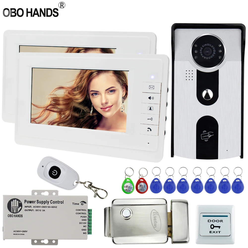 7'' Wired RFID Camera Doorbell Video Intercom System Kit for Home with Monitor + Electric Control Lock+ Access Power Supply
7'' Wired RFID Camera Doorbell Video Intercom System Kit for Home with Monitor + Electric Control Lock+ Access Power Supply