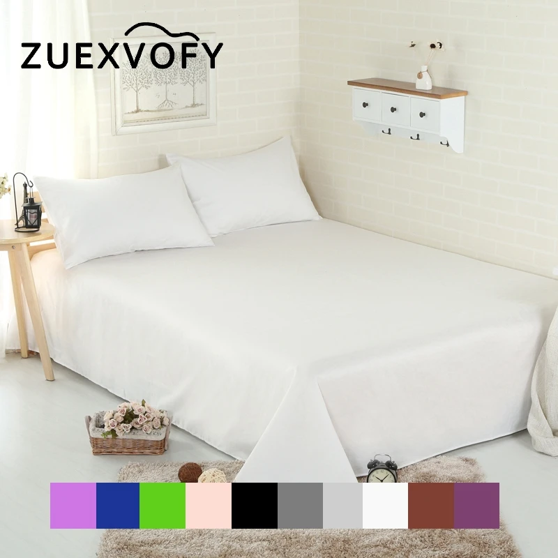 

Pure Cotton Luxury Solid Flat Sheet Bedsheet Bed Sheet Linens Bedding Sheets White Black Gray