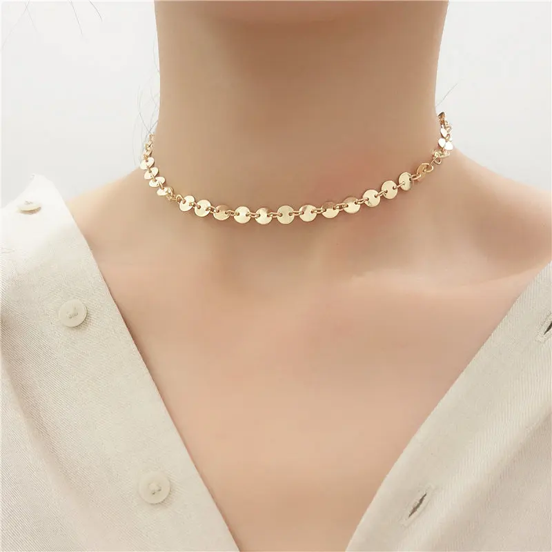 Gold Color Small Wafers Necklace For Women Temperament Personality Short Choker Necklaces New Female Fashion Party Jewelry Gifts
Gold Color Small Wafers Necklace For Women Temperament Personality Short Choker Necklaces New Female Fashion Party Jewelry Gifts