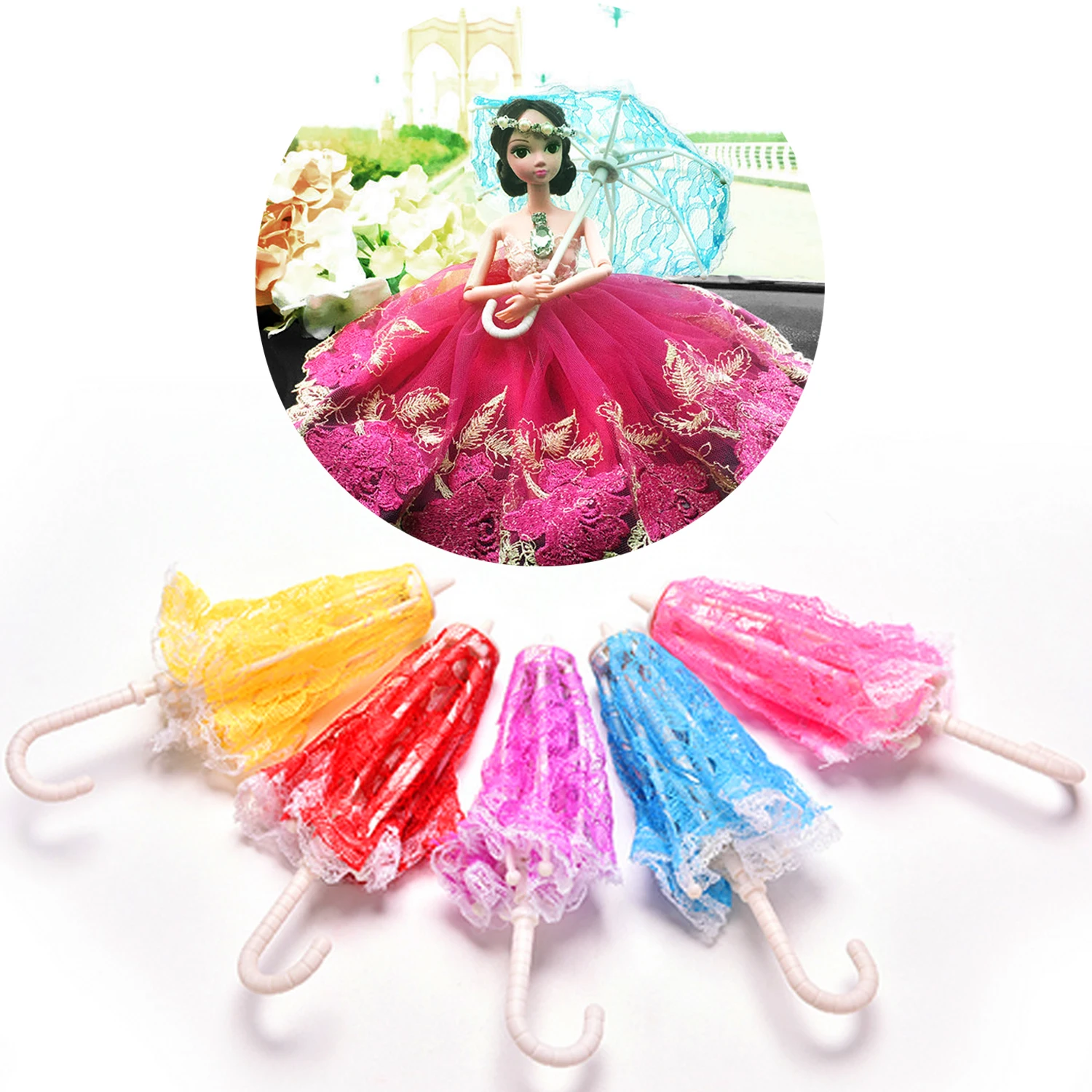 Besegad 6Pcs Doll House Plastic Cute Mini Lace Umbrella Accessories Toys for Barbie Children Girls Birthday Gifts Random Color
Besegad 6Pcs Doll House Plastic Cute Mini Lace Umbrella Accessories Toys for Barbie Children Girls Birthday Gifts Random Color