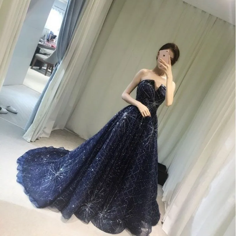 2019 New Stunning Navy Blue Evening Dress Prom Party Dress Shinning Special Occasion Dresses Strapless robe de soiree
2019 New Stunning Navy Blue Evening Dress Prom Party Dress Shinning Special Occasion Dresses Strapless robe de soiree