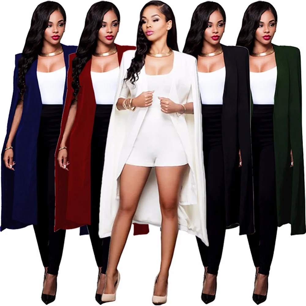 Women Cloak Cape Long Blazer Coat Fashion Black White Personality Notched Neck Lapel Split Jacket Suits Workwear Blazer Feminino
Women Cloak Cape Long Blazer Coat Fashion Black White Personality Notched Neck Lapel Split Jacket Suits Workwear Blazer Feminino