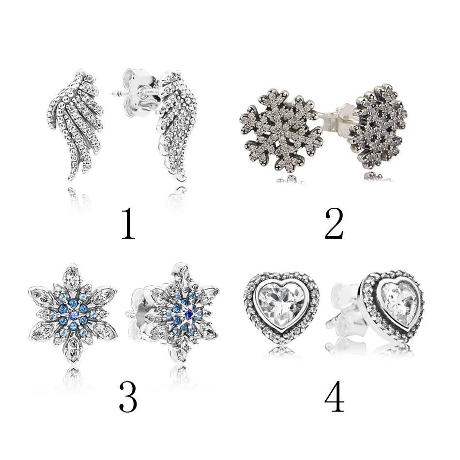 925 Silver Earring Sparkling Love Heart Majestic Feathers Crystalized Snowflake Stud Earrings Clear Blue CZ fit Lady Jewelry
925 Silver Earring Sparkling Love Heart Majestic Feathers Crystalized Snowflake Stud Earrings Clear Blue CZ fit Lady Jewelry