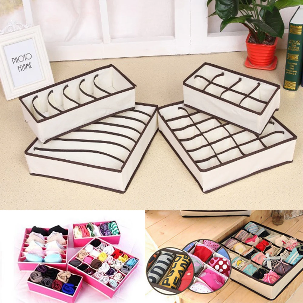 4PCS Hot Selling Nonwoven Beige Storage Box Container Drawer Divider Lidded Closet Boxes For Ties Socks Bra Underwear Organizer
4PCS Hot Selling Nonwoven Beige Storage Box Container Drawer Divider Lidded Closet Boxes For Ties Socks Bra Underwear Organizer