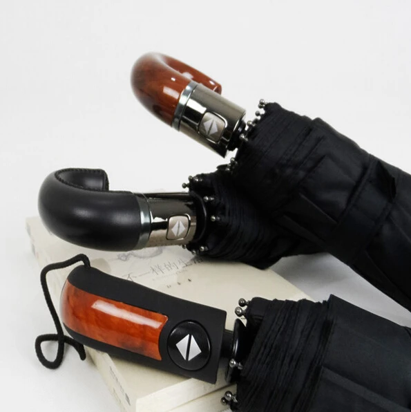 2016 High Quality Genuine brand Automatic Thick Windproof Male Wooden Handle Hook Three Folding Umbrella For Rain Man Umbrellas
2016 High Quality Genuine brand Automatic Thick Windproof Male Wooden Handle Hook Three Folding Umbrella For Rain Man Umbrellas