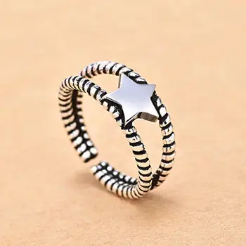 New Retro Thai Silver Star Punk Opening Rings For Women 925 Sterling Silver Jewelry Personality Party Gift Rings Anillos SAR26
New Retro Thai Silver Star Punk Opening Rings For Women 925 Sterling Silver Jewelry Personality Party Gift Rings Anillos SAR26