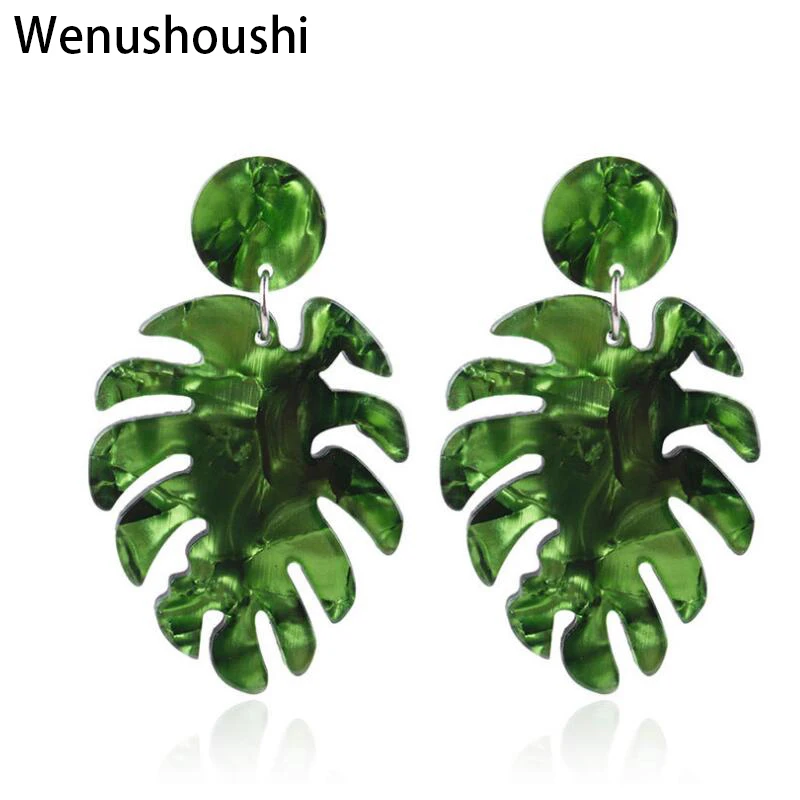 WENUSHOUSHI Hyperbole Boho Resin quality Tropical Palm Leaves Green Monstera Leaves dangle earrings for women gifts wuce143
WENUSHOUSHI Hyperbole Boho Resin quality Tropical Palm Leaves Green Monstera Leaves dangle earrings for women gifts wuce143