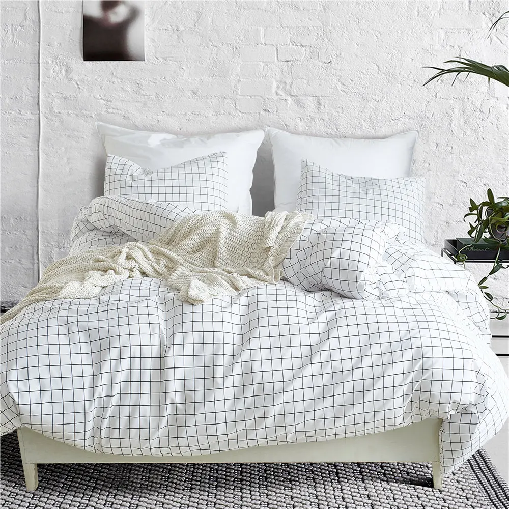 Nordic Lattice Bedding Set Bed Linen Simple Fashion Stripe White Bed Duvet Cover Sets Home Textile US UK Size
Nordic Lattice Bedding Set Bed Linen Simple Fashion Stripe White Bed Duvet Cover Sets Home Textile US UK Size
