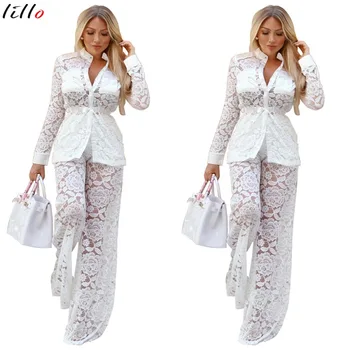 2019 Autumn Women's Set Two Piece Set Lace Long Sleeve Jacket Wide Leg Two Piece Casual Hot White Elegant Set sexy Office Lady(
2019 Autumn Women's Set Two Piece Set Lace Long Sleeve Jacket Wide Leg Two Piece Casual Hot White Elegant Set sexy Office Lady(