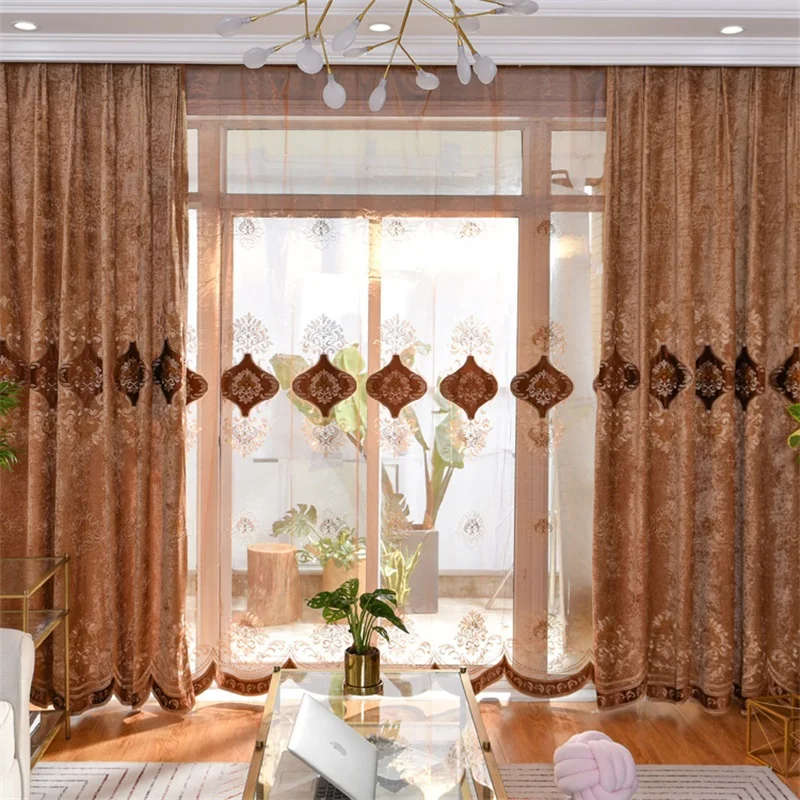 Coffee Color High End European Embroidered Cortinas Tulle Curtains Cortina For Living Room Kitchen Bedroom Sheer Curtain ag021#4
Coffee Color High End European Embroidered Cortinas Tulle Curtains Cortina For Living Room Kitchen Bedroom Sheer Curtain ag021#4