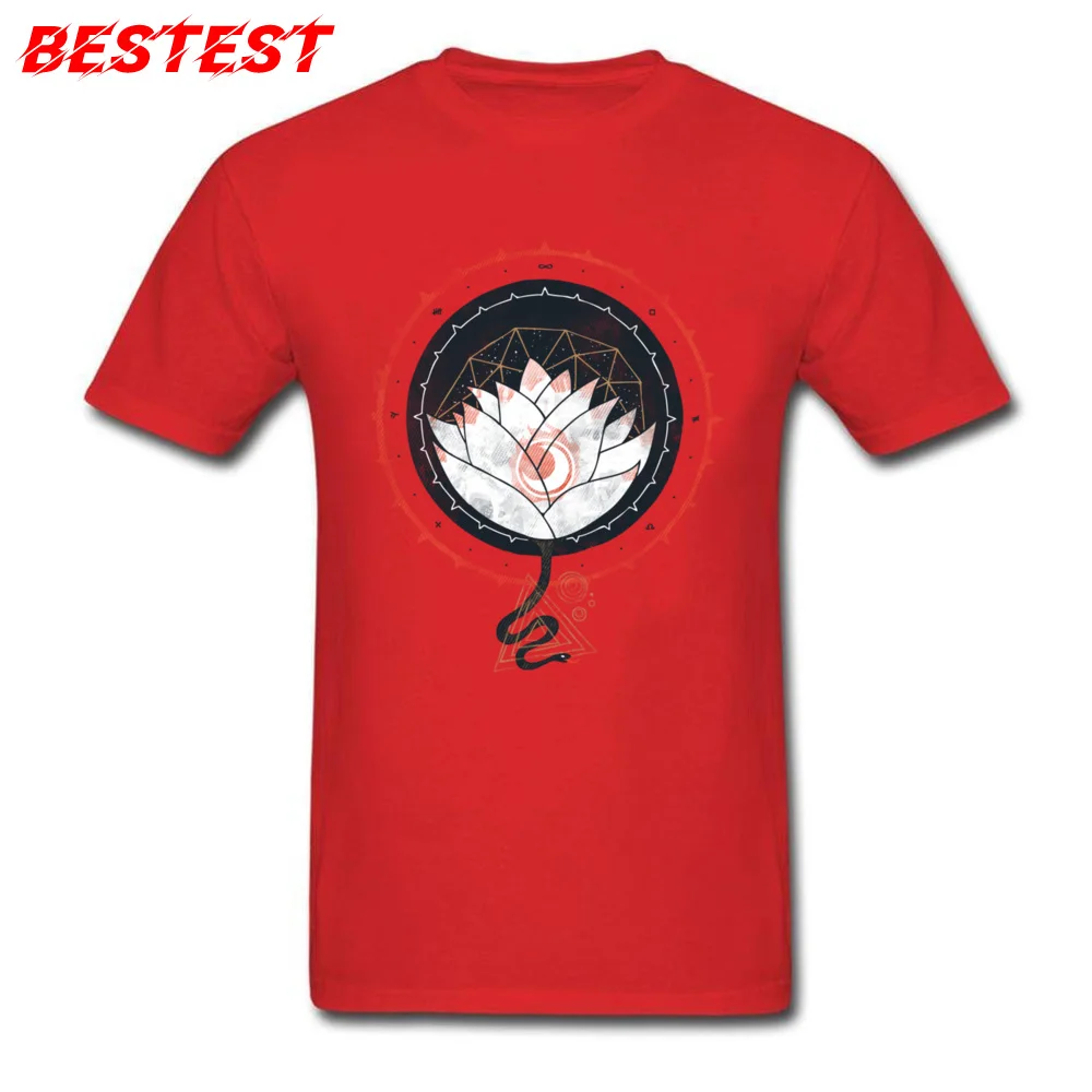 Pure Cotton Adult Short Sleeve Lotus T-shirts Summer Tops Shirts Prevalent Design O-Neck T Shirt Wholesale Lotus red