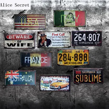 Car No. Metal Plates Decor USA Metal tin sign Bar Wall art craft Route 66 metal art Bar Shop Garage Coffee Pub Tin sign 15x30cm
Car No. Metal Plates Decor USA Metal tin sign Bar Wall art craft Route 66 metal art Bar Shop Garage Coffee Pub Tin sign 15x30cm