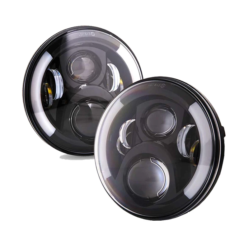 For Lada Niva 4x4 suzuki Samurai 7'' LED DRL h4 Halo Headlights For VAZ 2010 7 Inch LED Headlamps With Halo Amber Turn Signal 未标题-1