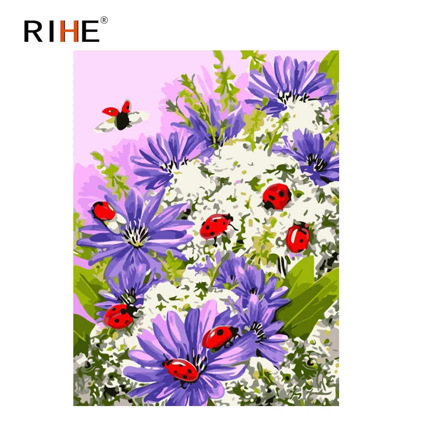 RIHE Purple Flower Diy Painting By Numbers Ladybug Oil Painting Cuadros Decoracion Acrylic Paint On Canvas Modern Wall Art 2018
RIHE Purple Flower Diy Painting By Numbers Ladybug Oil Painting Cuadros Decoracion Acrylic Paint On Canvas Modern Wall Art 2018