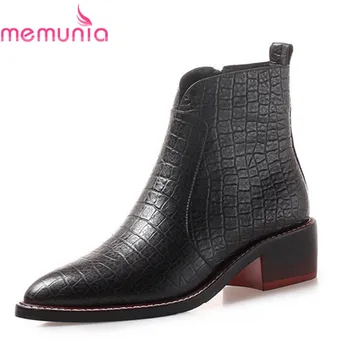 MEMUNIA 2020 new arrival ankle boots women simple zipper genuine leather autumn boots pointed toe square heels shoes woman
MEMUNIA 2020 new arrival ankle boots women simple zipper genuine leather autumn boots pointed toe square heels shoes woman
