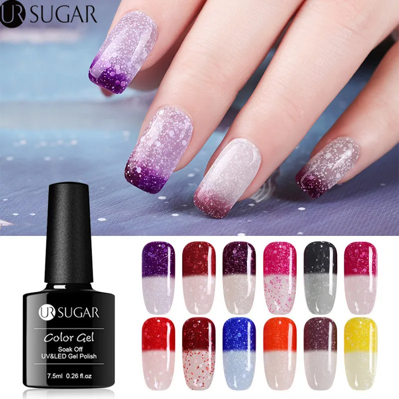 UR SUGAR 7.5ml Snowflake Thermal Glitter UV Gel Polish Temperature Color Changing Gel Nail Polish Soak Off UV LED Gel Varnish
UR SUGAR 7.5ml Snowflake Thermal Glitter UV Gel Polish Temperature Color Changing Gel Nail Polish Soak Off UV LED Gel Varnish